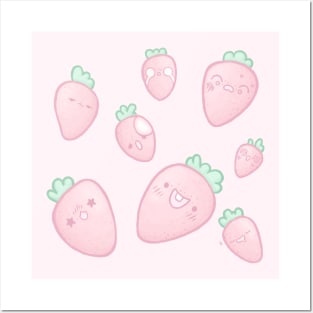 Funny Strawberries - Cute fruit Posters and Art